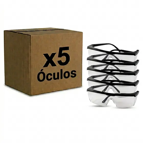 Kit 5 Óculos Protecão Rio De Janeiro Poli-ferr CA 34082 Incolor Enfermagem Médico Incolor Oculos RJ
