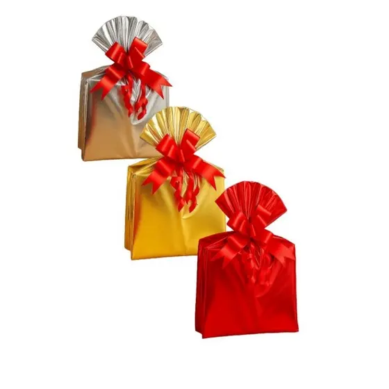 Kit 50 Sacos Metalizados Para Presente Cores Neutras Presentes