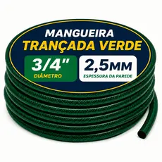 Mangueira Jardim 3/4 X 2,5mm 10/15/20/25/30/35/50 Metros Trançada Reforçada Grossa