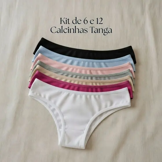 Kit Com 6 Calcinhas Tanga Algodão Com Elastano Conforto