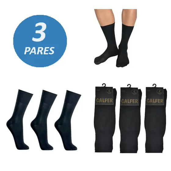 Kit 3 Pares Meia Social Masculina Cano Longo Poliamida Calcanhar Verdadeiro 38-43