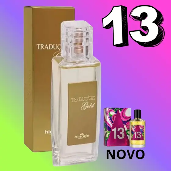 Perfume Feminino Gold Nº13 Referencia Traduções Hinode 50ml/100ml - Fantasy - Floral Frutal - Nova Embalagem