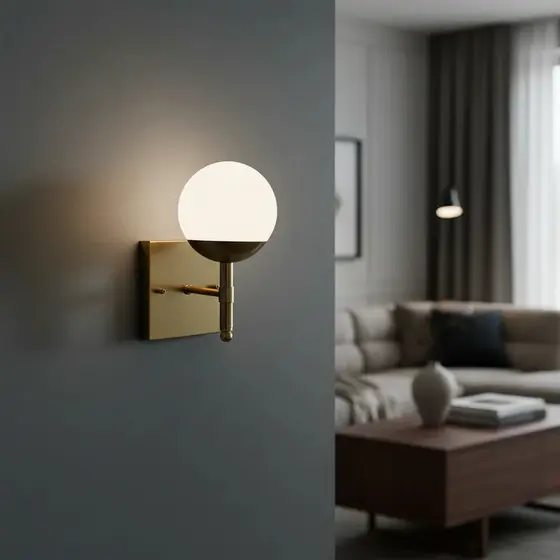 Arandela luminária de Parede Interna Quadrado Com Vidro Globo 12cm decorativa de casa sala quarto cabeceira cama