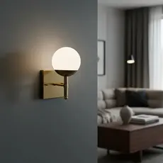 Arandela luminária de Parede Interna Quadrado Com Vidro Globo 12cm decorativa de casa sala quarto cabeceira cama