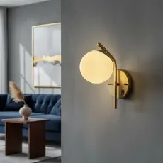 Arandela luminaria de Parede interna Inclinada Com Interruptor Com Globo Vidros 12cm decorativa sala casa quarto