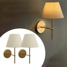 Kit 2 arandela de Parede Clássica alumínio Com Cúpula tecido algodão Ref 19 sala quarto cabeceira cama