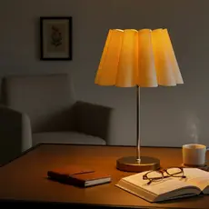 Luminária de Mesa Redondo com Interruptor e Cúpula Pétala Bege de Casa canto de Sala quarto cabeceira de cama Escritorio