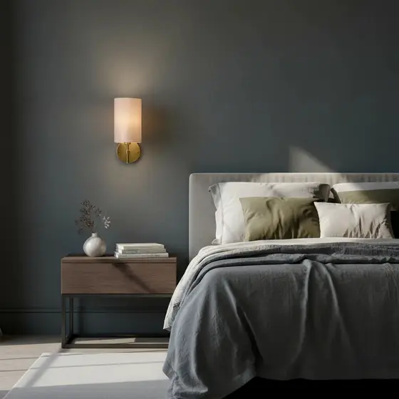 Arandela luminaria de Parede clássica interna com Cúpula algodão Tubo decorativa casa sala quarto escritório