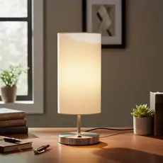 Abajur Luminária de Mesa Redondo Com Interruptor Com Cúpula algodão Casa canto Sala Quarto cabeceira de cama escritório