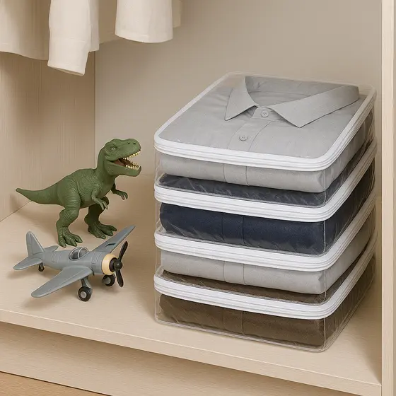 Kit 5 Saco Organizador Tamanho P Para Enxovais e Roupas Pvc com Zíper