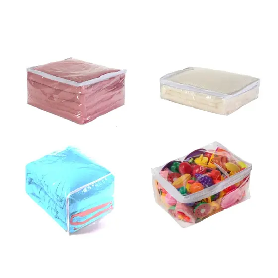 Kit 5 Saco Organizador Multiuso Tamanhos PP P M G Pvc com Zíper Guarda-Roupa