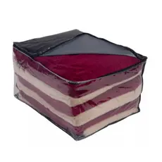 Saco Organizador Multiuso Tamanho G Transparente e Preto Pvc com Zíper Guarda-Roupa