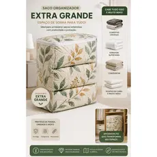 Saco Organizador Extra Grande 65x55x40 Pvc Transparente com Zíper Guarda-Roupa Mudança