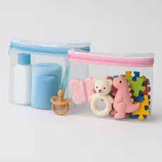 kit 5/10 Saquinho Embalagem Rosa/Azul/Branco 18 X 15 X 05 Em Pvc Com Ziper