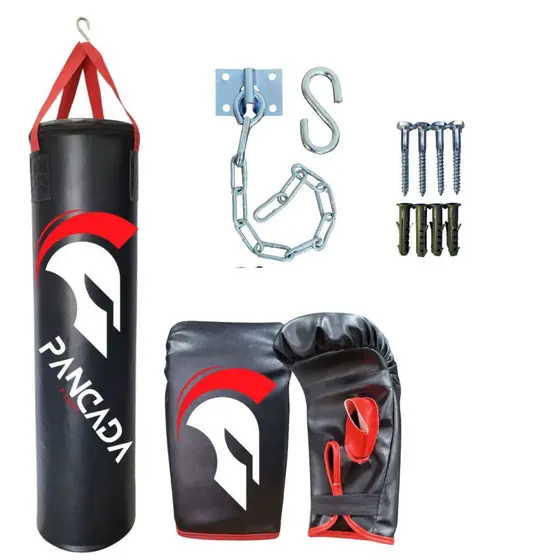 Saco De Pancada 90 cm + Suporte + Pares Luva Bate Saco Boxe Muay Thai  - Pancada Fight