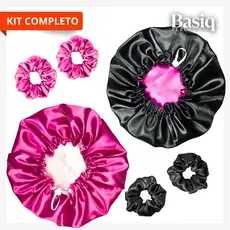 2 Toucas de Cetim Dupla Face com Regulador +2 xuxinha (scrunchie)