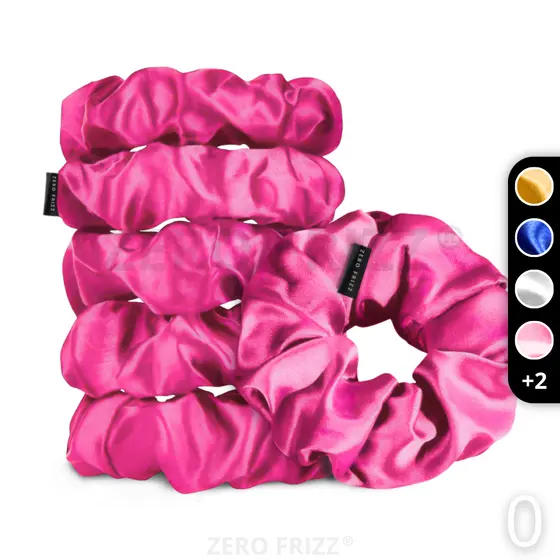 ZERO FRIZZ | Conjunto com 5 Scrunchies de Cetim | Escolha sua cor preferida