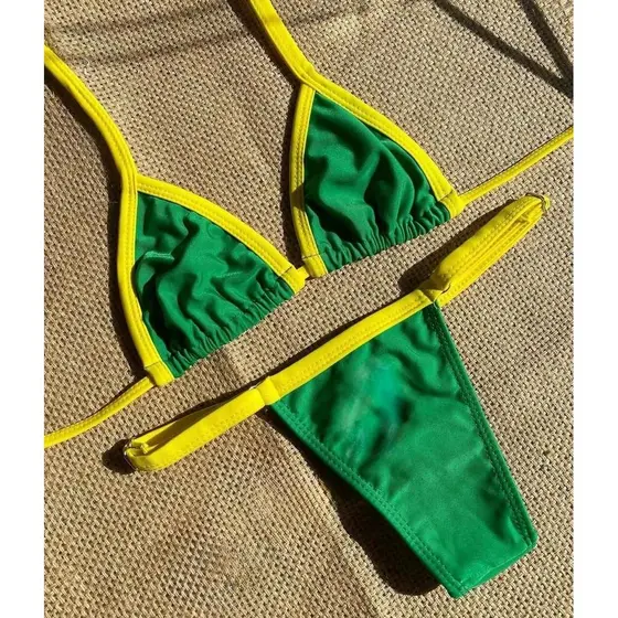biquini fita brasil cortininha copa do mundo 2026 Fio Dental para mulheres Cortininha com Regulador bikini Cor