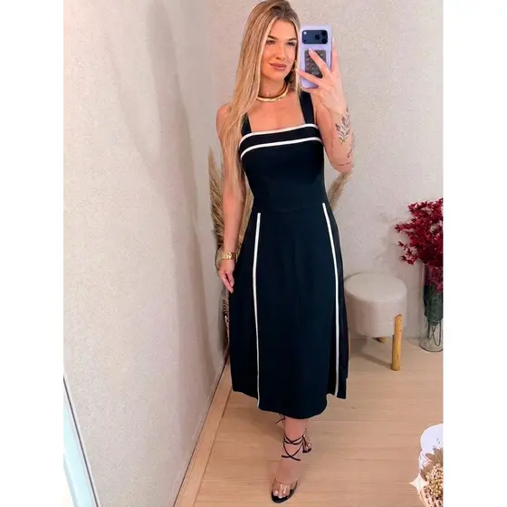 Vestido Midi Feminino Moda Feminina Tecido Duna Linha Premium Blogueira Tendencia 2026 vestido midi modal