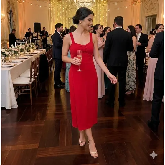 Vestido Midi com Bojo  Tecido Duna Soltinho Moda feminina Feminino Alça Grossa