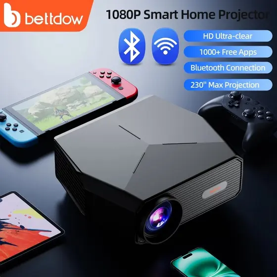 BETTDOW AC 1051 (CINZA) Nativo 1080p 4k projetor 5G wifi bluetooth filme ao ar livre android projetor 200