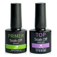 Kit Top Coat e Primer Lirió Preparadores Unhas Gel e Fibra Profissional Secagem Rápida Finalizador de Unha