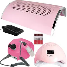 Kit De Unha Cabine Sun 5 Estufa Unhas Gel + Lixadeira Motor Porquinho + Coletor Sugador de Pó com 3 Cooler Bivolt