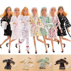 Roupas de Boneca de 30cm Moda Pijamas Roupão Toalha Faixa de Cabelo Jogo de Vestir Brinquedo para Meninas