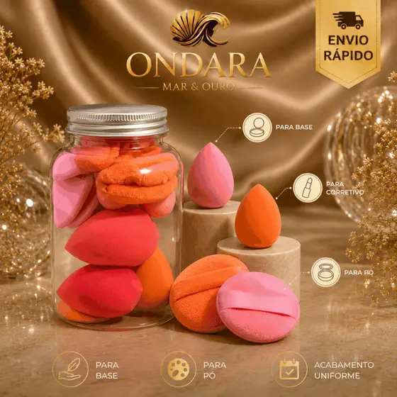 Kit de Esponjas para Maquiagem com Puffs Aplicadores para Base Pó Corretivo Cores Sortidas