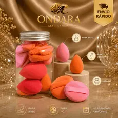 Kit de Esponjas para Maquiagem com Puffs Aplicadores para Base Pó Corretivo Cores Sortidas