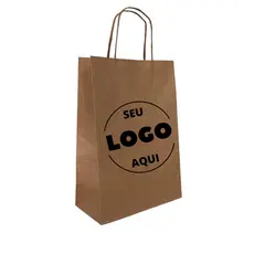 100 Sacola Kraft Parda Personalizada Com Seu logo Grande 34x23x11,5cm