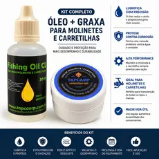 Kit Óleo E Graxa Lubrificantes Para manutenção de Molinetes E Carretilhas de pesca