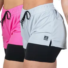 Kit 2 Shorts 2 em 1 Feminino Bermuda Dupla Para Treino Academia Caminhada e Outros Esportes bolso interno secreto
