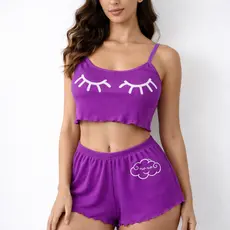 conjunto canelado liso pijaminha roupa de dormir estampado pijama ribana C1003