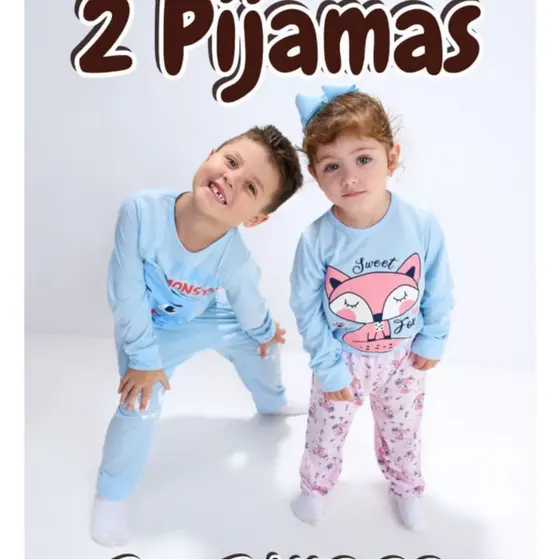 Kit 2 Pijamas Infantis Manga Longa Meninos Meninas Inverno Dormir Conforto Qualidade Tamanhos 4 ao 14