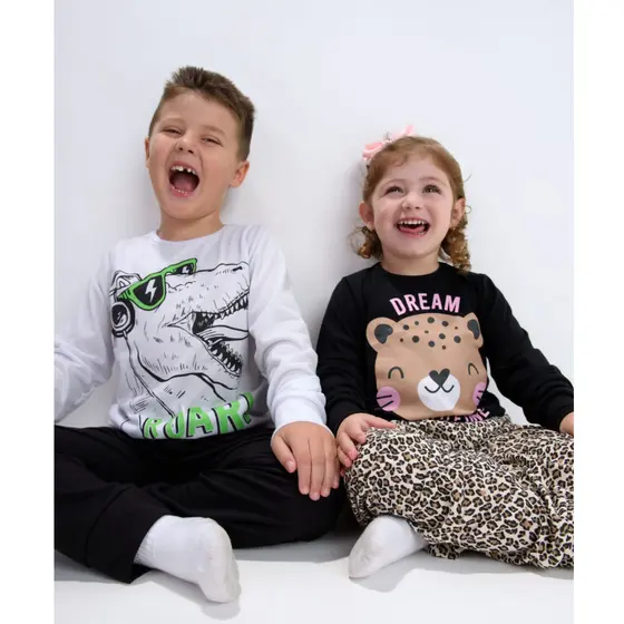 Conjunto Pijama Infantil Manga Longa Menino Menina Inverno Estampa Divertida Qualidade Tamanhos 4 ao 14