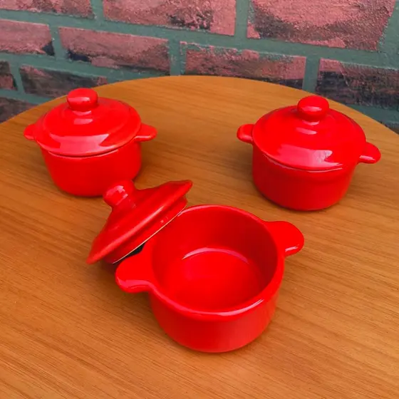 Panelinha de Cerâmica Esmaltada Kit 3 Unid Cozinha Goumet