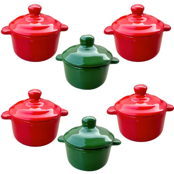Panelinha Caçarola de Cerâmica Mini com Tampa 6 Unidades