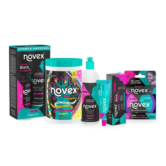 Kit Novex Meus Cachos Santo Black Poderoso Família Completa