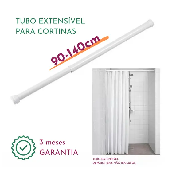 Varão Extensível Ajustável Cortina Banheiro Box 90 a 140cm