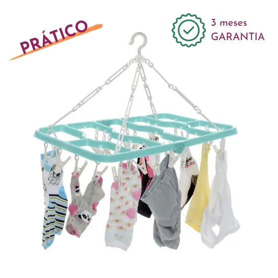 Varal Dobrável 48 Pregadores Calcinha Meia Roupa Íntima Bebê
