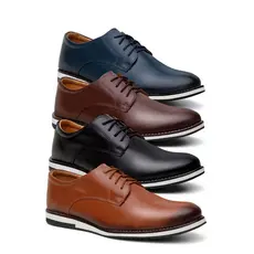 Kit 4 Pares De Sapato Oxford Masculino Elegante Classico Confortável Super Leve De Couro Nobre Macio Promocao Envio Full