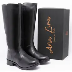 Bota Feminina Casual Cano Longo Over Panturrilha Ziper Ajustavel Confortável Outono Inverno Barato Promocao Lançamento