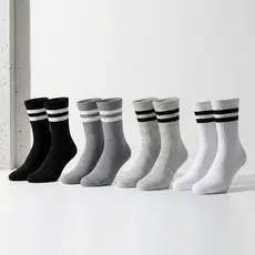 Kit 3 6 ou 12 Pares de Meias Cano Alto Listradas Básicas em Algodão Premium - Promoção !