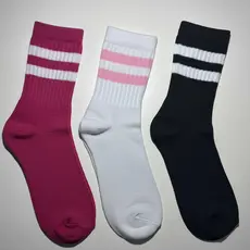 Meia Feminina Cano Alto em Algodão Kit com 12 Pares de Meias Listradas - Promoção !