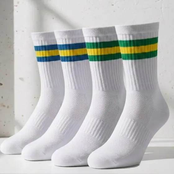 Meia Masculina Cano Alto Longo em Algodão Listras do Brasil Kit com até 2 Pares de Meia - Promoção !