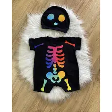 Fantasia Halloween Infantil - ESQUELETO COLORIDO