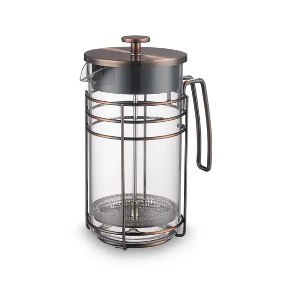 Cafeteira Prensa Francesa 1000ml Rose Cobre Vidro e Aço Inox Oxford 1 Litro