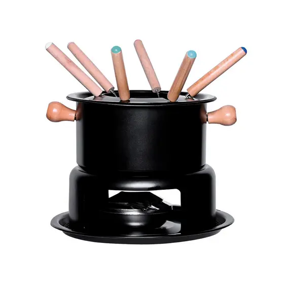 Conjunto e Aparelho para Fondue Preto 16cm Aço Inox Mimo Style
