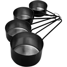 Conjunto Xícaras Medidoras 4 Peças Aço Inox Preto Ônix Mimo Style Jogo Medidores